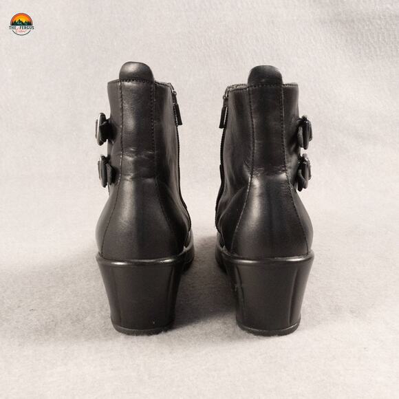 Dansko Bibi Moto Boots Black Leather Block Heel Side Zip Bikercore Women's Sz 36 - Picture 5 of 14